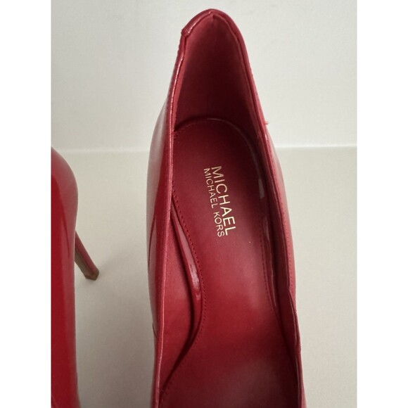 MICHAEL KORS Scarlett Chain Link Leather Pump red Size 6 - Picture 7 of 16